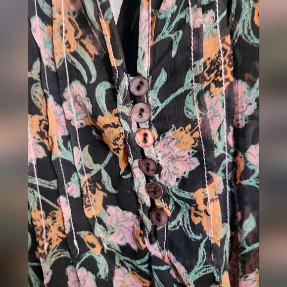 NWOT Free People See It Through Maxi Black And Green Dress - Picture 9 of 10